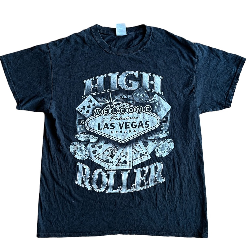 Mens Black & White Las Vegas High Roller T-shirt